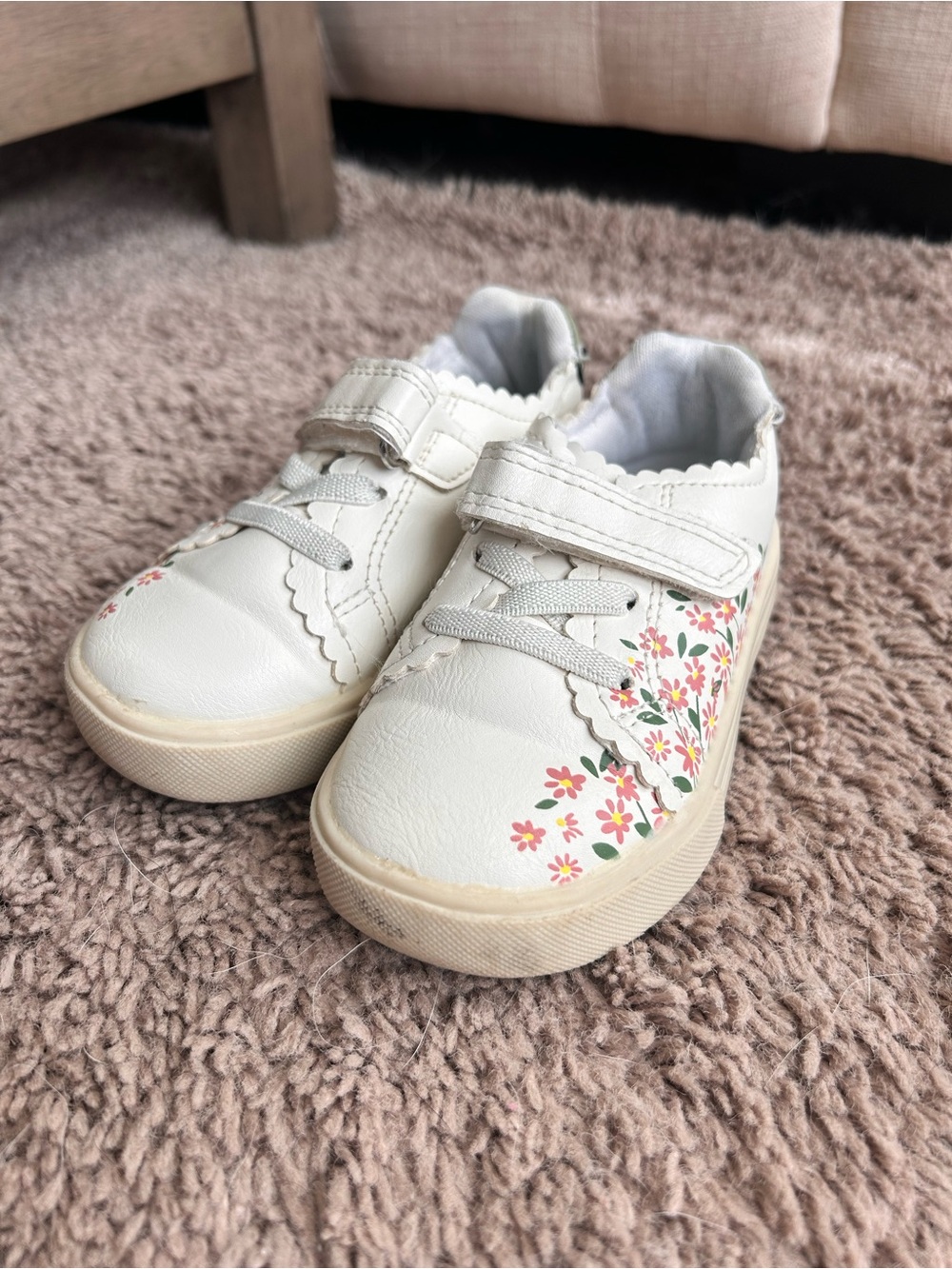 OshKosh B'gosh White Sneakers with Pink & Yellow Floral Accents